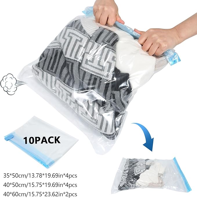 Extra Large Storage Bags Set Heavy Duty Moving Totes with Handles, Waterproof Dual-Durable Storage Totes For Space-Saving Moves, (Dark Blue, 12 Park-2 Moving bag & 10 Vacuum Seal Bags)