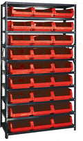 Quantum Storage Systems MSU-531RD Solid Heavy Duty 10 Shelves 27 MAGNUM Red Bins 75" H x 42" W x 18" D