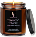 Teakwook Tobacco Scented Candle for Home Soy Wax Candle, Aromatherapy Candle Gift for Women Men, 7oz