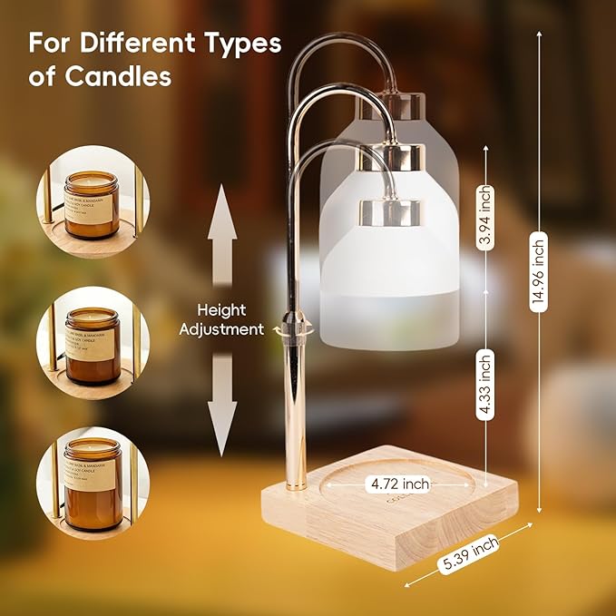 Candle Warmer Lamp with Timer and Dimmer, Adjustable Height Electric Candle Warmer for Jar Candles, Flameless Wax Melt Warmer Lamp, Housewarming Gift Home Decor for Women – DN Collection