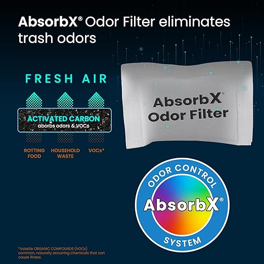 iTouchless Official AbsorbX Trash Can Odor Filters 3-Pack, Stops Garbage Smells, All Natural Activated Charcoal Deodorizer Air Freshener Absorber for 8 Gallon & Larger Garbage Bins with Compartment