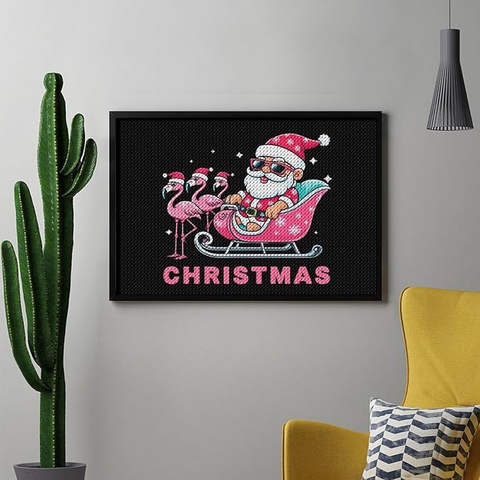 AIVKIEJK Diamond Painting Kits for Adults - Christmas Santa Flamingo Xmas Painting DIY 5D Full Drill Diamond Dots Paintings with Diamonds Gem Art and Crafts Home Decor 8"x12"