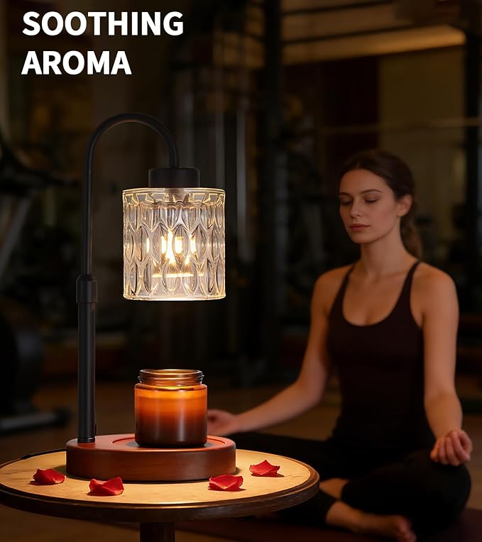 MEIXISUE Black Candle Warmer Lamp with Dimmer and Timer,Home Decor Lamp for Scented Jar,Electric Wax Melt Warmer,Mother's Day/Birthday/Christmas Gifts for Mom/Wife,Adjustable Height,with 2 Bulbs