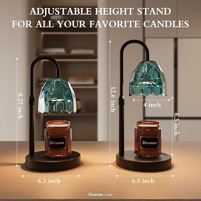 Candle Warmer Lamp with Timer Dimmable, Adjustable Height Wax Melt Warmer for Jar Candles, Birthday Gifts for Women, House Warming Gifts New Home Decor with 2 Bulbs, Blue