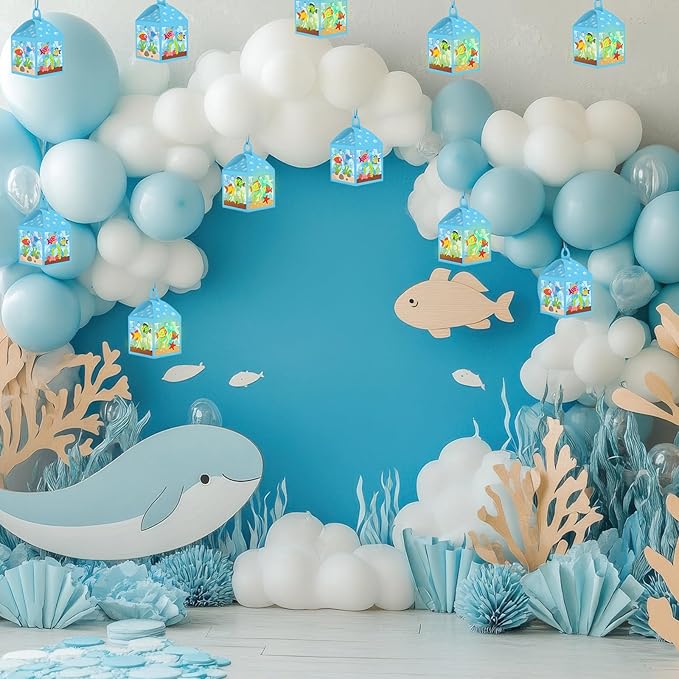 Simgoing 12 Sets Under The Sea Crafts with LED Candle Light DIY Summer Fish Fishbowl Tissue Paper Crafts Kits Make Your Own Under The Sea Party Aquarium for Summer Home Activities
