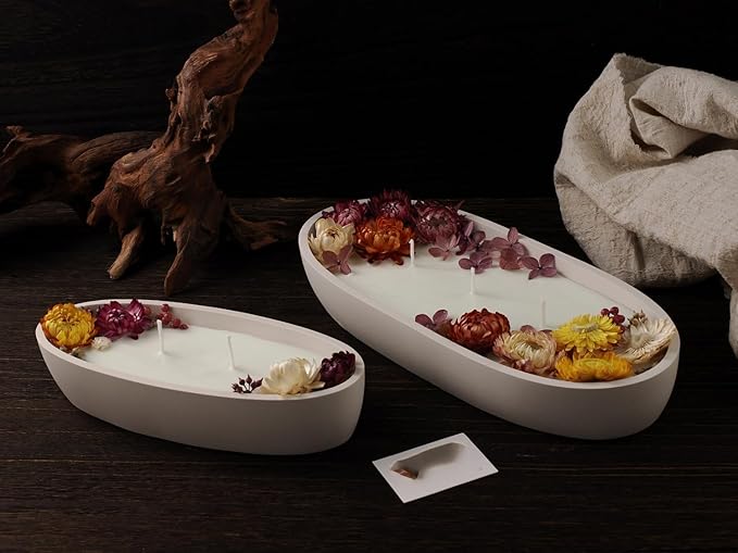 Oval Candle Boat Jar Molds, Creative Silicone Vessels Pot Molds, Concrete Container Storage Tray Making Moulds for Storage Holder Jewelry Box Vase Aroma Cup (L)