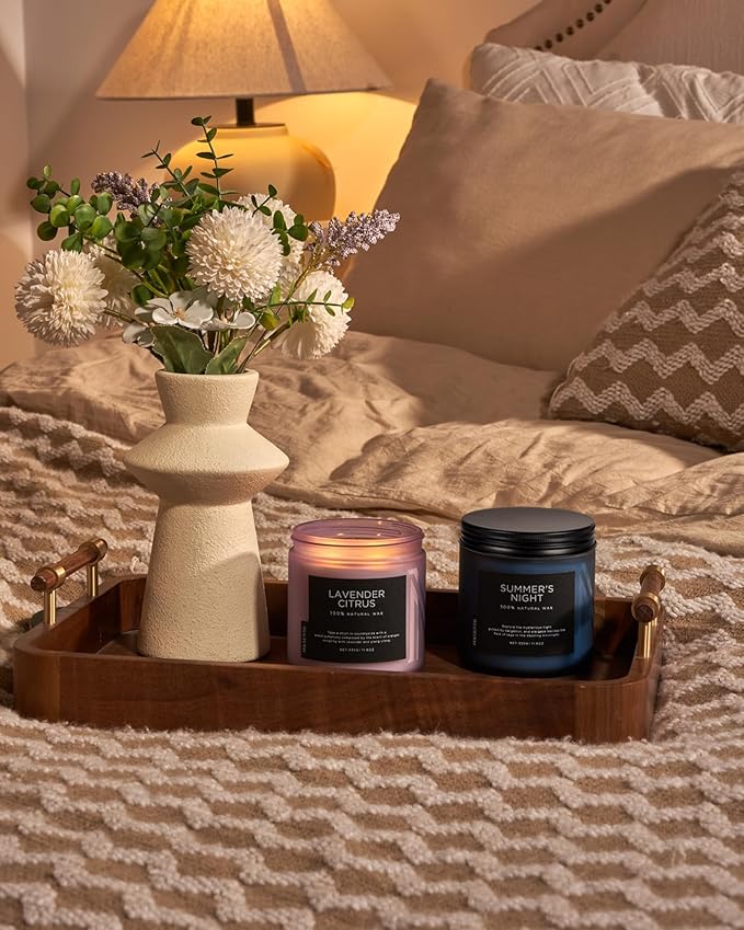 M&SENSE Lavender Citrus Home Scented Candles, 11.6oz Natural Soy Wax, 70 Hours Long Burning, Organic Candles Non Toxic, Aromatherapy Smelling for Mom, Home Fragrance for Meditation Relaxation