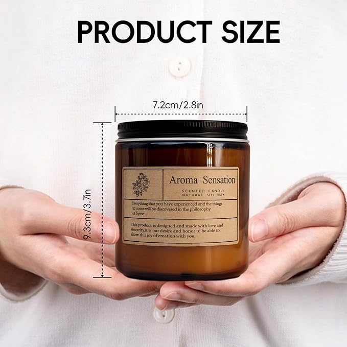 Organic Coconut Vanilla Candles - Non Toxic Soy Candles for Home, Stress Relief & Meditation (7oz)