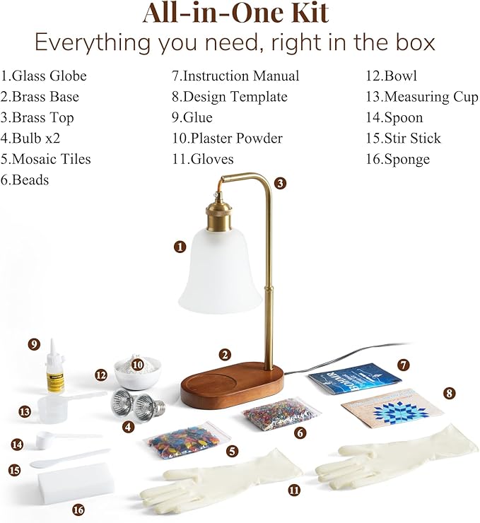 DIY Turkish Mosaic Candle Warmer Lamp Kit, Stained Glass Wax Melt Warmer Lamp Making Kit- Easy,Fun, No Experience Needed, Mosaic Art &Craft Project Kits for Adults &Teens,Make Your Own Lamp,Multicolor