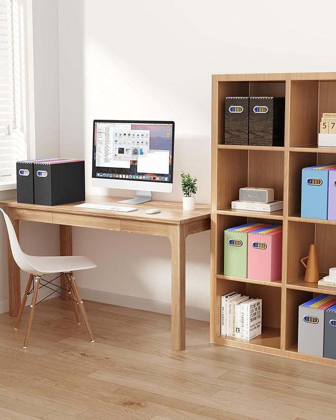 Oterri Cardboard File Organizer Box for Hanging File Folders Letter Size,File Box for Computer Desk,File Cabinet,Working Home,Office,Classroom (Assorted Colors, Letter Size - 4 Packs)