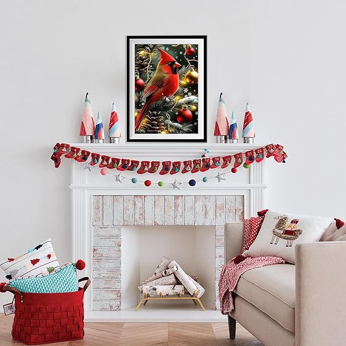 Genius maker Christmas Cardinalk Diamond Painting Kits for Adults, 5D Diamond Art Kits for Adults Beginners, DIY Full Drill Gem Art Diamonds Painting Pictures Crafts Kit for Home Wall Decor 12x16inch