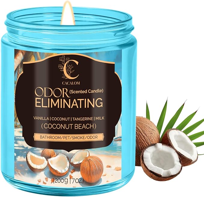 Coconut Odor Eliminating Candles, Pet Scented Candles for Home, Single Wick Soy Candle Gifts for Women, Men, Ideal for Creating Relaxing Atmosphere, Over 50 Hours of Burn Time