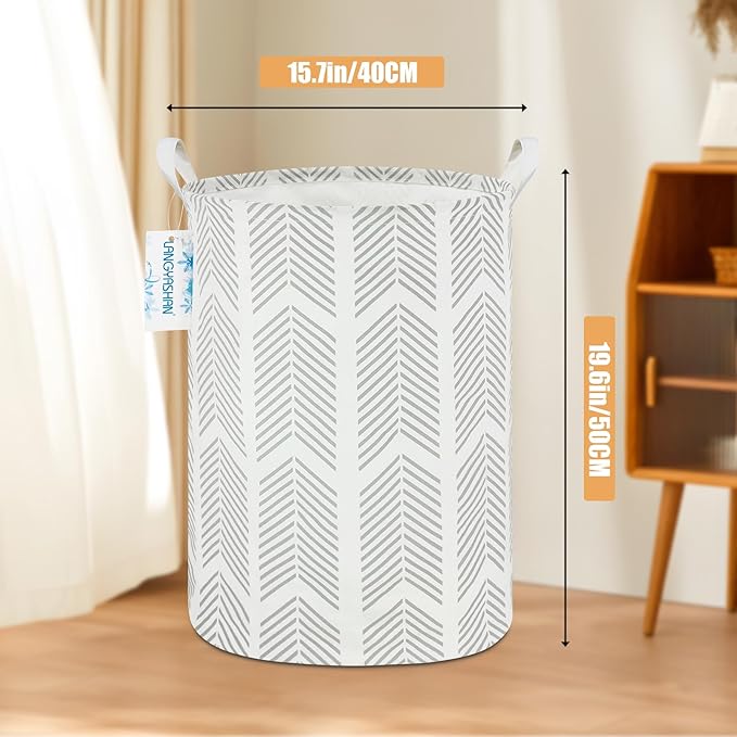 LANGYASHAN Laundry Basket Canvas Fabric Collapsible Organizer Basket for Storage Bin Toy Bins Gift Baskets Bedroom Clothes Children Nursery Hamper (Arrowhead)