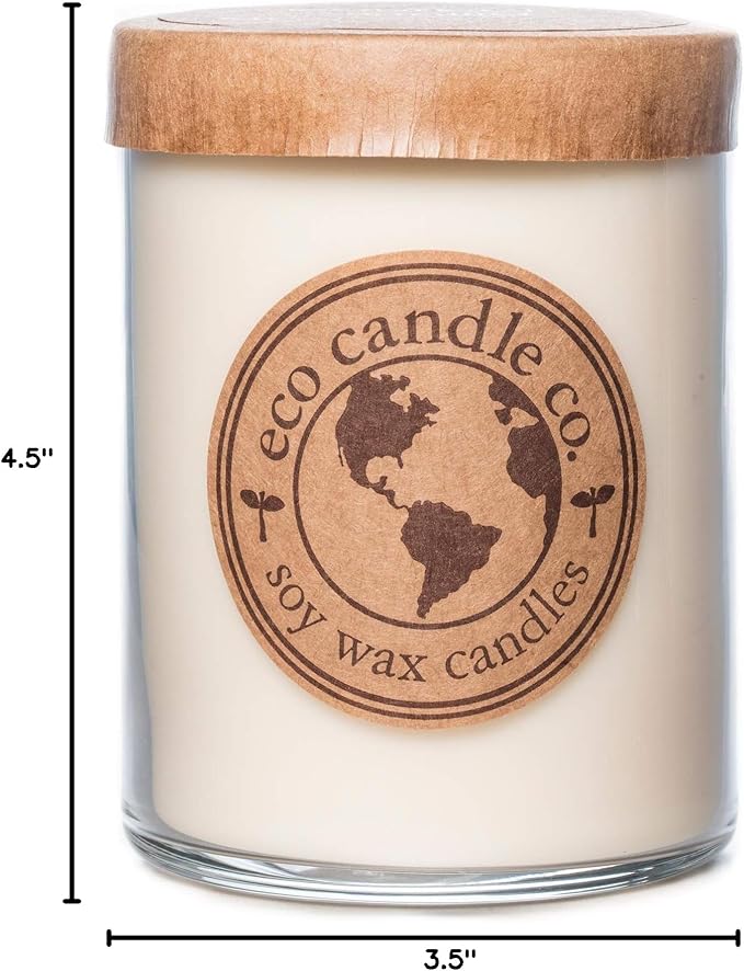 ECO CANDLE CO. Recycled Candle, Bourbon Vanilla, 18 oz. Double Wick - Scents of Bourbon, Vanilla, Tonka Bean, Cedarwood, & Cardamom - 100% Soy Wax, No Lead, Kraft Paper Label & Lid, Hand Poured