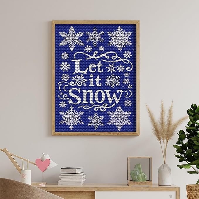 AIVKIEJK Diamond Painting Kits for Adults - Festive Snowflake Christmas Let It Snow Painting DIY 5D Full Drill Diamond Dots Paintings with Diamonds Gem Art and Crafts Home Decor 12"x16"