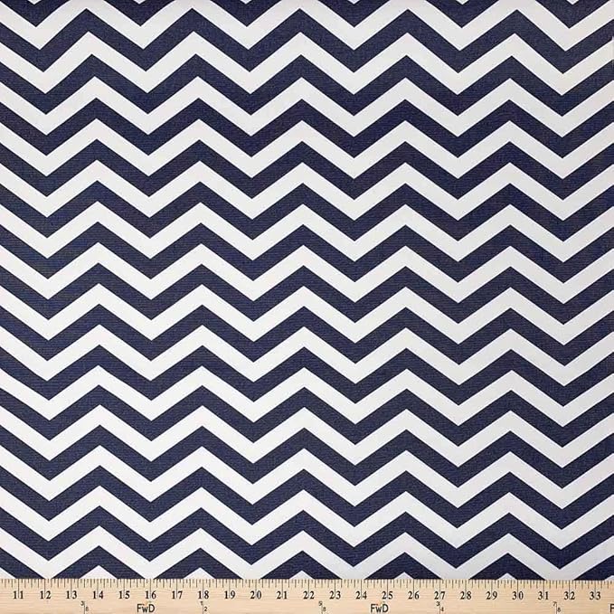 Printed Canvas Fabric Waterproof Outdoor 60" Wide 600 Denier Sold by The Yard (Zig Zag Navy)