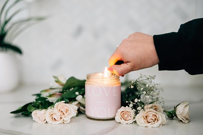 Fontana Candle Co. Celebration Collection, Love You Always – 9oz Scented Candles Made with Beeswax, Coconut Oil & Pure Essential Oils – Wood Wick, 35+ Hrs Clean Burn – Non-Toxic Candles for Home