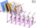 Adjustable Rose File Organizer for Desk, Vertical File Folder Holders for Magazines, Upright Desktop Binder Organizer, Clear Paper Bookshelf Divider File Sorter for School Office Supplies