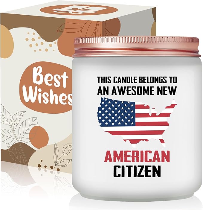 New American Citizenship Gifts - Congratulations New American Citizen Present - Cool US Flag Candle Gifts for 2025 US Citizenship, Women, Men, Friends, Family