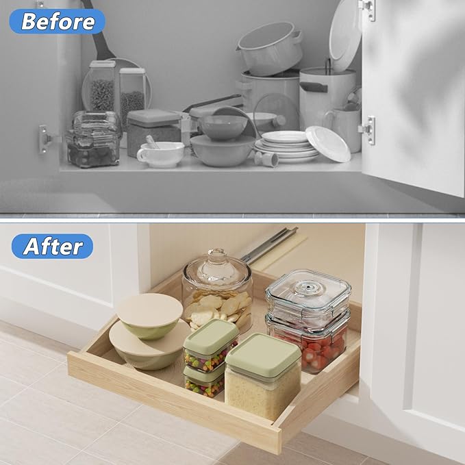 Pull Out Cabinet Drawer 28½” W x 21” D, Soft Close Pull Out Cabinet Organizer, Bottom Assembly