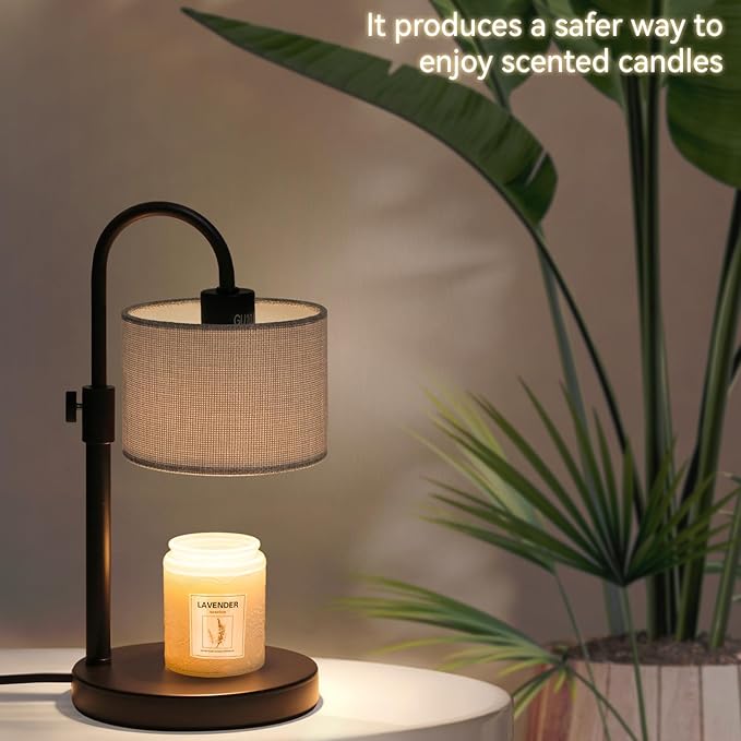 FINCMY Candle Warmer Lamp with Timer, Dimmable Candle Wax Warmer Candle Lamp with 2 Bulbs, House Warming Gifts Birthday Gifts for Women Bedroom Home Decor (Gray-Upgraded)