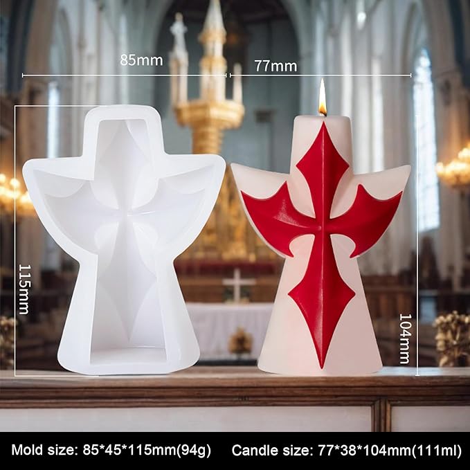 Cross Candle Silicone Molds Resin Casting Mould for DIY Religious Candle Making Polymer Clay Craft Plaster