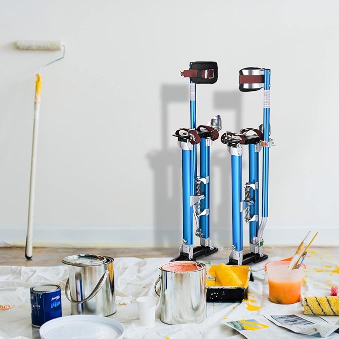 Yescom Drywall Stilts 24" - 40" Adjustable Aluminum Painting Tool with Comfort Leg Pads for Ceiling Sheetrock Taping Parade Costume Cleaning String Light Decor - Blue