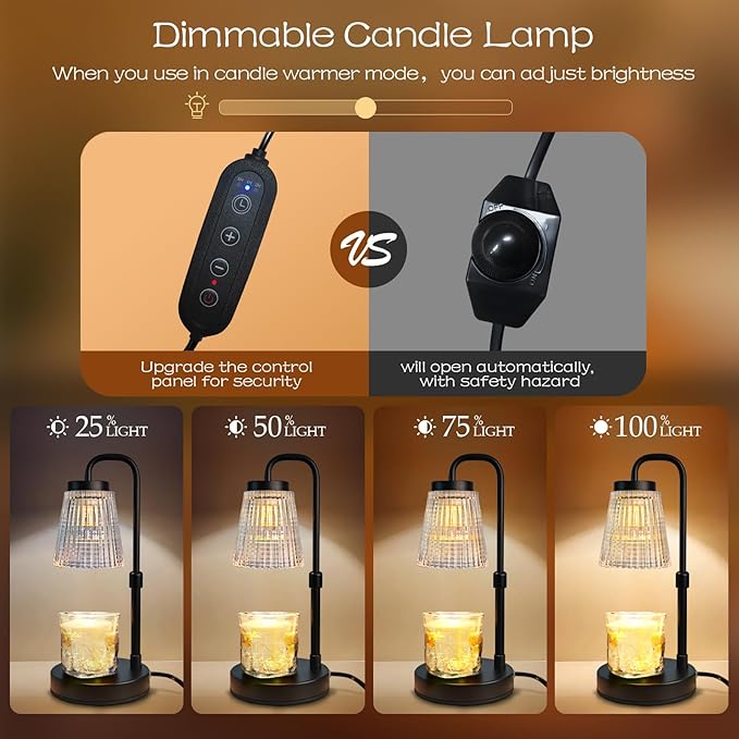 Banbanda Adjustable Candle Warmer Lamp with Timer: Birthday Valentine Galentine Gifts for Women for House Warming Gifts New Home Decor - Wax Melt Warmer for Jar Candles
