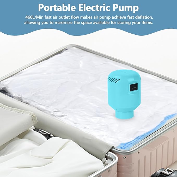 Vacuum Storage Bags with Electric Pump, Travel Vacuum Bags,Space Saver Vacuum Storage Bags，Vacuum Seal Bags for Clothes, Bedding,Blankets,Duvets, Pillows (6 Pack)