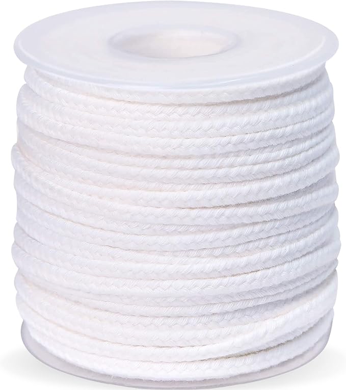 24 PLY Braided Candle Wick Spool White Woven Wicks Cord for Candle Making 200 Foot Lacing Roll for DIY Craft Cotton Cord