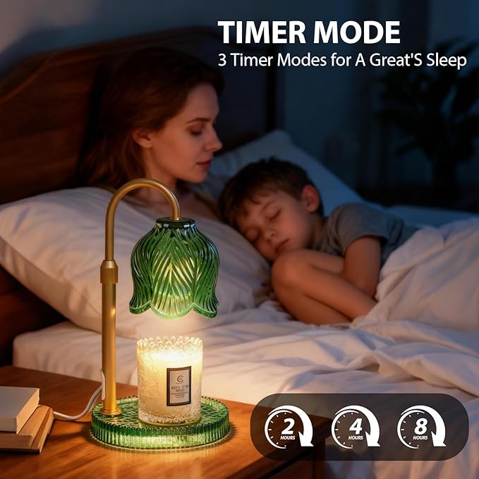 Candle Warmer Lamp with Timer, Valentine's Day Gifts Birthday Gifts for Women Mom, Height Adjustable Wax Melts Warmer, House Warming Gifts New Home, Dimmable Candle Warmer for Jar Candles with 2 Bulbs