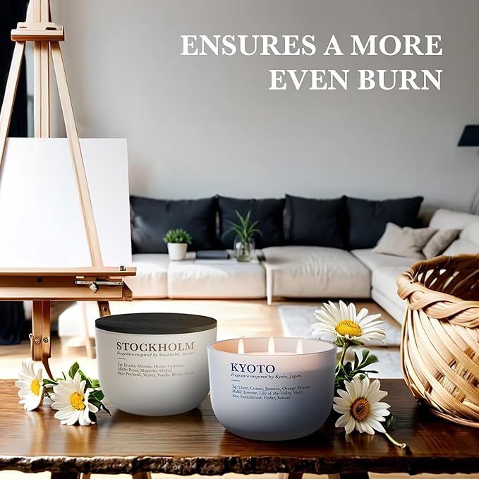 Sandalwood Jasmine Scented Candle, 3 Wicks, 16 oz Soy Wax, Natural Candles Non Toxic for Home Scented, Large Candle Gift for Women & Men, Long Lasting Slow Burning Aromatherapy Candles for Home Decor