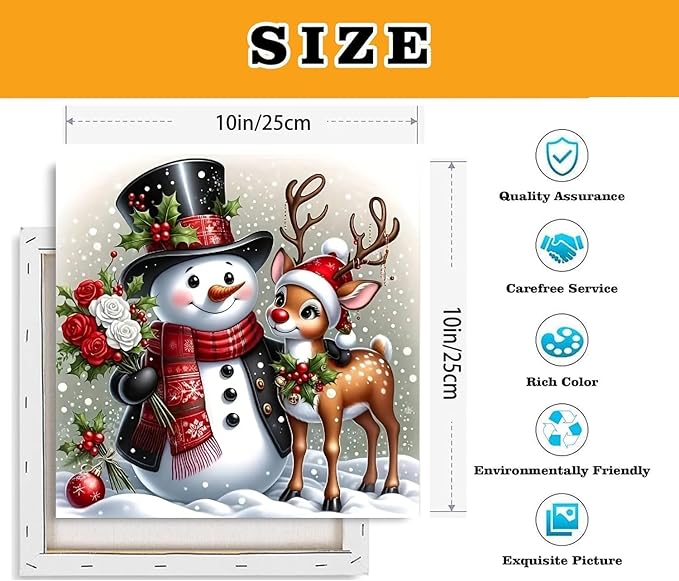 TCDZMYGS Christmas Paint by Numbers Kit for Adults Beginner,Snowman Deer Paint by Number Kits with Frame,DIY Acrylic Oil Painting by Numbers for Home Wall Decor 10 x 10 inch