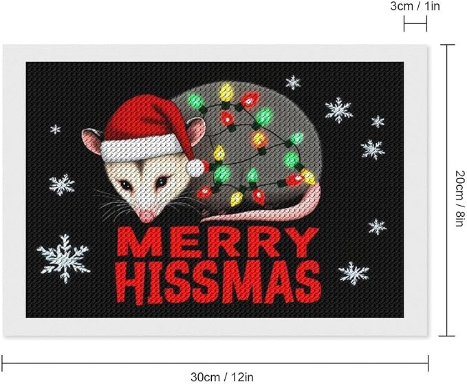 AIVKIEJK Diamond Painting Kits for Adults - Christmas Possum Merry Hissmas Painting DIY 5D Full Drill Diamond Dots Paintings with Diamonds Gem Art and Crafts Home Decor 8"x12"