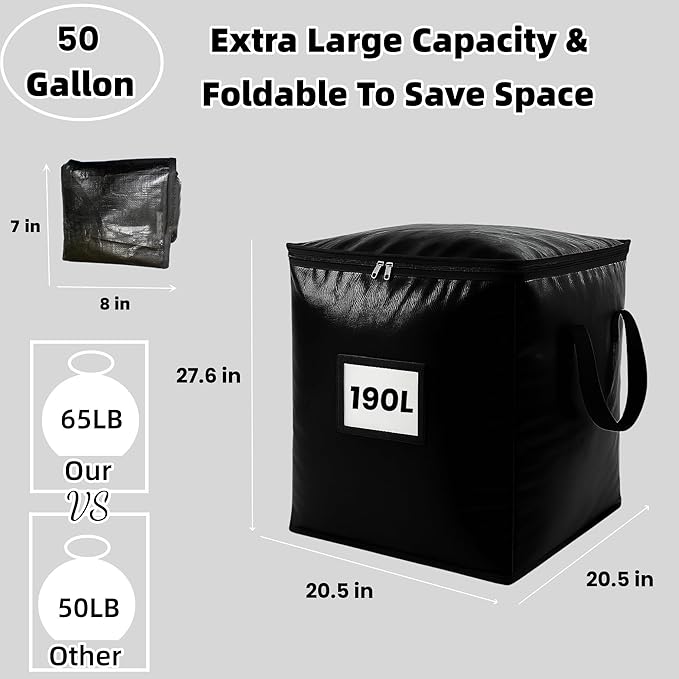 3 Pack 190L Storage Bags for Clothes, Moving Bags Heavy Duty Extra Large with Reinforced Handle, Storage Containers for Organizing Bedding, Blanket, Sheets, Pillows, Toys, Christmas Decorations