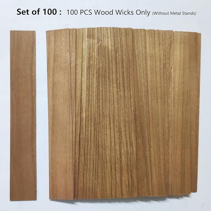 Candle Wood Wicks 0.75 x 5.12 inch Natural Candle Wick 100 PCS for Candles, Wood Candle Wicks Bulk Wooden Wicks for Candle Making