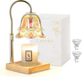 Candeldo Candle Warmer Lamp with Timer: Iridescent Flower Candle Warming Lamp with 2 Bulbs Height Adjustable Wax Warmer Dimmable Home Decor Mom Birthday Gift for Women
