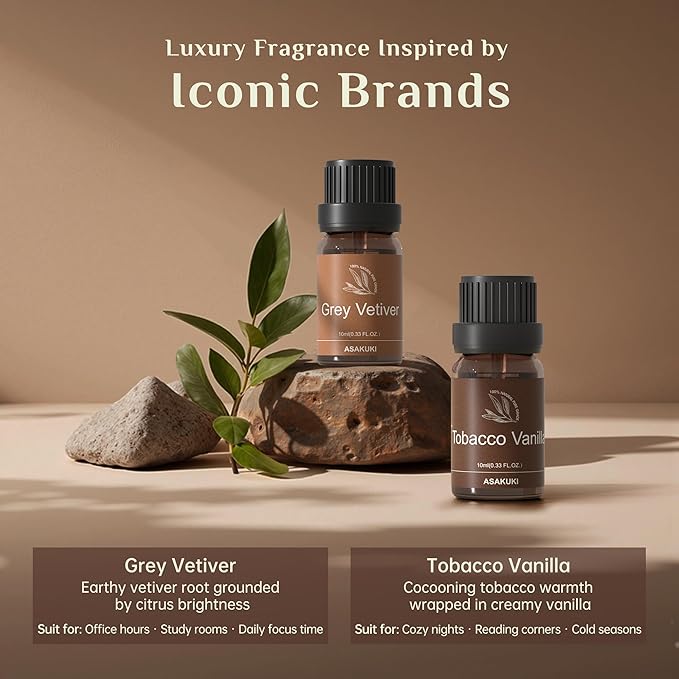 ASAKUKI Men Essential Oils Set for Diffuser, 6×10ml Cologne-Inspired Unisex Fragrance Oils for Diffusers – Elegant, Clean, and Confident Scents