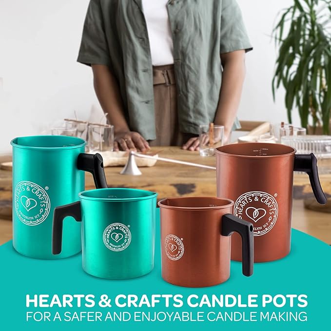 Hearts & Crafts Candle Pots, 32oz. Aluminum Candle Making Pot Pouring for 2lb. Melted Wax, Copper Color - Best for Candles, Arts & Crafts, and More