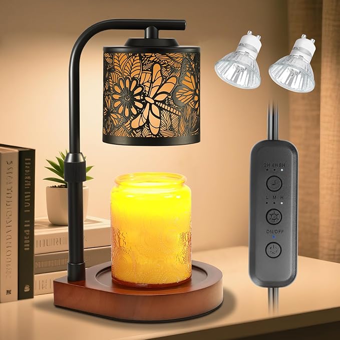 Candle Warmer Lamp with Timer & Dimmer- Electric Wax Melt Warmer with Adjustable Height for Scented Candles, Home Décor Fragrance and House Warming Birthday Gifts for Women Mom