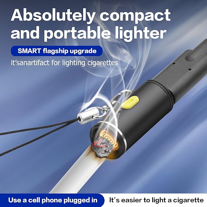 YAODHAOD Electric Lighter USB C, Windproof Flameless Arc Lighter, 2-Pack (Black)
