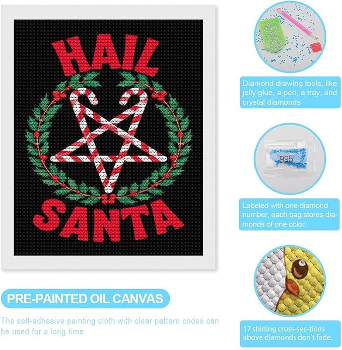 AIVKIEJK Diamond Painting Kits for Adults - Hail Santa Christmas Painting DIY 5D Full Drill Diamond Dots Paintings with Diamonds Gem Art and Crafts Home Decor 16"x20"