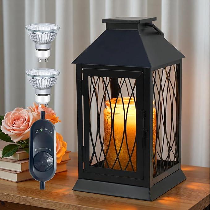 Black Candle Warmer Lamp with Timer Dimmable,Compatible with 3 Wick Candles/Large Candel Jar,Vintage Lamps Candle Warming Lamp,Fully Enclosed Designed/Hanging Up-Electric