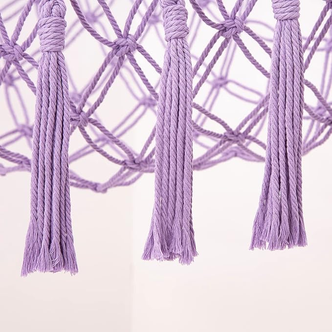 YKBU Stuffed Animals Hammock Corner Hanging Net with Wooden Beads Macrame Stuffed Animal Storage Ideas Plush Holder Toy Organizer for Boho Nursery Playroom Bedroom Kids Room Decor (purple, X-Large)