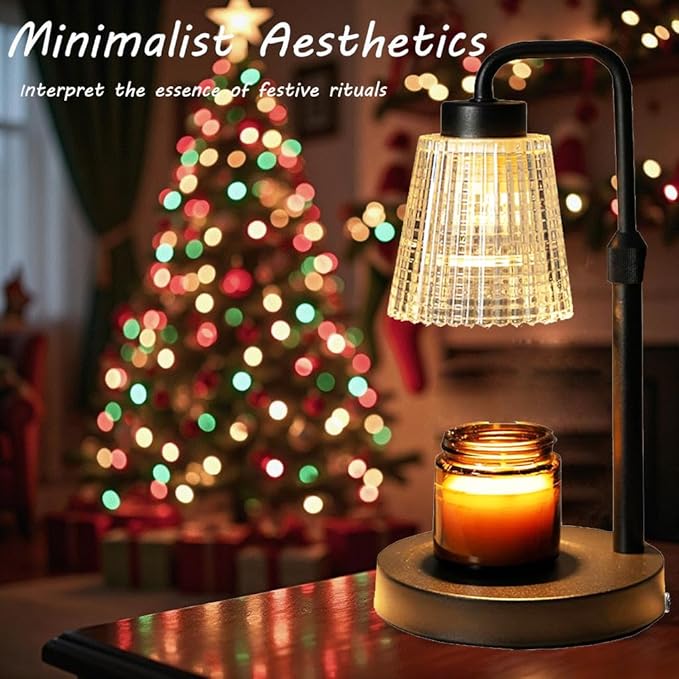 Flameless Candle Warmer with Remote Control, Adjustable Height, Timer, Dimmable, Wax Melts Warmer for Jar Candles, 2 Bulbs
