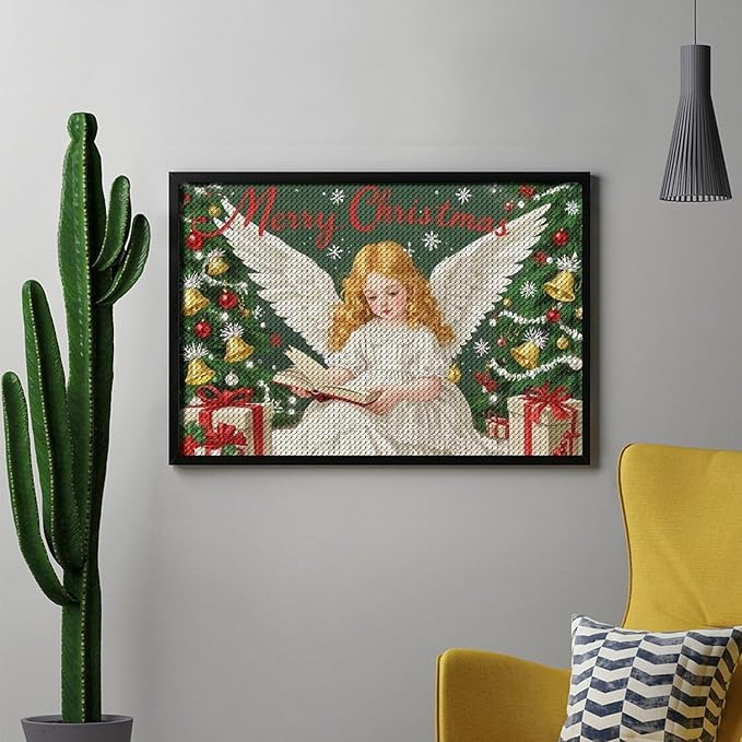 AIVKIEJK Diamond Painting Kits for Adults - Merry Christmas Angel Welcome Painting DIY 5D Full Drill Diamond Dots Paintings with Diamonds Gem Art and Crafts Home Decor 8"x12"