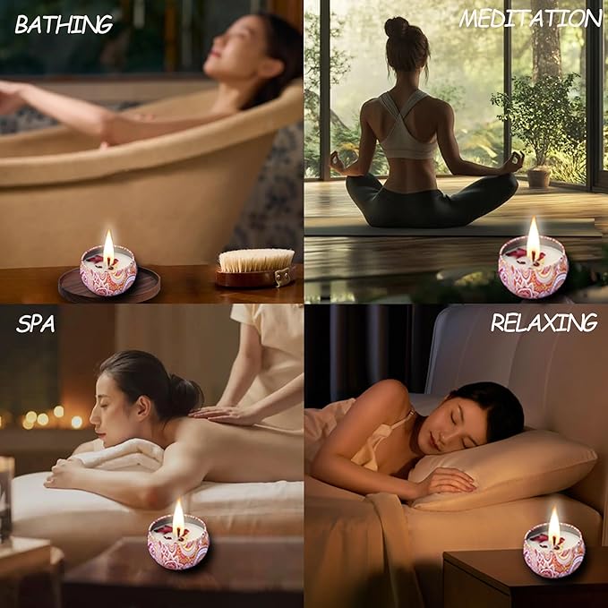 Aromatherapy Candle Gift Set 4 Pack Soy Wax Candles, Lavender, Lemon, Vanilla & White Peach Long-Lasting Clean Burn for Relaxation, Home Decor & Travel, Mother's Day