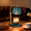 Candle Warmer Lamp with Timer Dimmer, Honeycomb Crystal Wax Melt Warmer for Jar Candles, Adjustable Height Wax Warmer Lamp with 2 Bulbs for Women Mom Gift New Home Bedroom Decor (Blue)