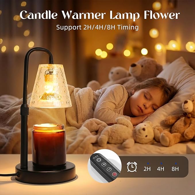 Glimra Candle Warmer Lamp with Timer,Dimmable Candle lamp for Jar Candles,Adjustable Wax Melts Warmer Birthday Gifts,for Mom Women Friend Sister,Office Apartment Dorm Room Home Decor Black