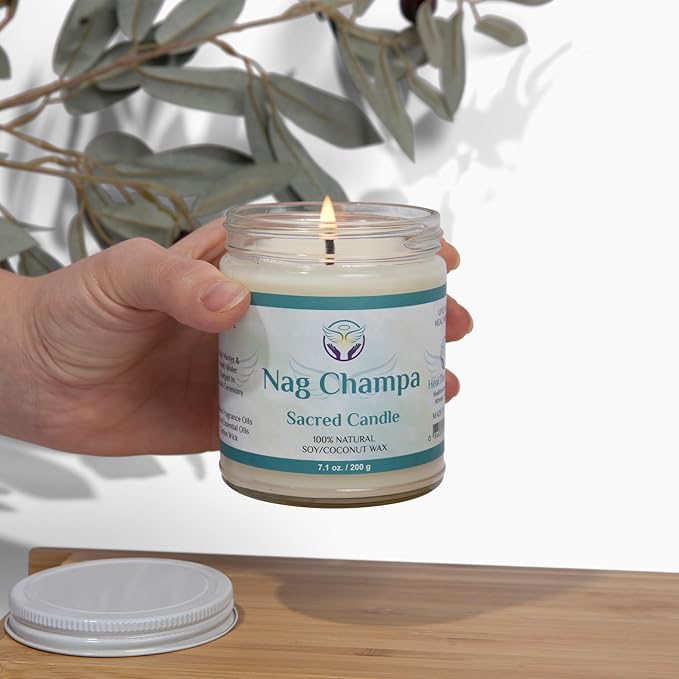 White Sage Candles for Cleansing House Chakra Healing | Energy Cleansing Smudge Candle | Natural Aromatherapy Candle | Sage for Cleansing House Negative Energy (7 oz) (Nag Champa)